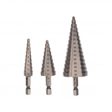 Набор ступенчатых сверл, 4-12,4-20,4-32мм, HSS-TiN, ТИТАН, 3 шт. KRANZ