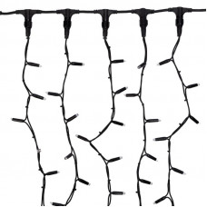 Гирлянда Светодиодный Дождь 2х6м, постоянное свечение, черный провод КАУЧУК, 230 В, диоды БЕЛЫЕ (шнур питания в комплекте)