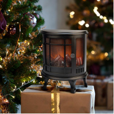 Светодиодный камин Винтаж мини с эффектом живого огня 24.8х12.7х30 см, батарейки 3хС (не в комплекте), с USB, черный