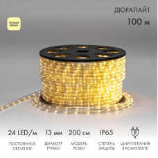 Дюралайт LED двухжильный 230В 13мм 24 LED/м ТЕПЛЫЙ БЕЛЫЙ постоянное свечение модуль 2м бухта 100м NEON-NIGHT