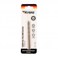 Сверло по металлу 4,5х80х47мм «Кобальт» (сталь HSS-Co 5% M35 P6M5K5) DIN 338, 1 шт. в блистере KRANZ