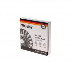 Щетка дисковая для УШМ, крученая стальная проволока, 200мм, отв. 22,23мм KRANZ