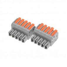 Клемма СМК 222-425R проходная разъемная 5 полюсов серая 0,2-2,5/4мм² (20 шт/уп) REXANT