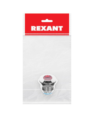 Индикатор металл Ø16 12В подсв/красная LED REXANT