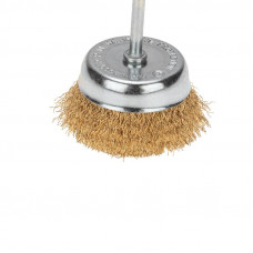 Щетка чашечная для дрели, витая латунированная проволока, 75мм KRANZ