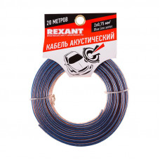 Кабель акустический 2х0,75мм², прозрачный BLUELINE, мини-бухта 20м REXANT