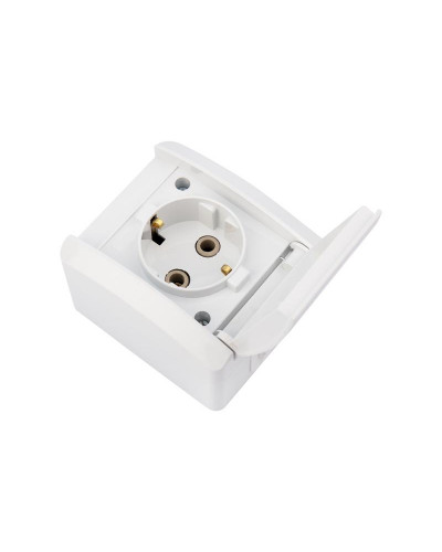 Розетка одноместная (керамика) INDUSTRIAL IP54 с/з, о/у, белая KRANZ