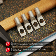 Наконечник медный луженый ТМЛ-Р 16–8 (16мм² - Ø8мм) (в упак. 100 шт.) REXANT