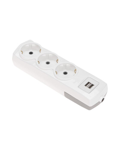 Колодка PREMIUM 3 гнезда, с/з, 2 USB, белый REXANT