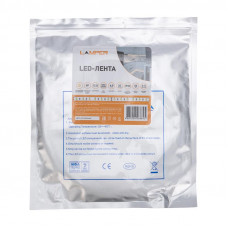 Лента светодиодная 12В, SMD2835, 4,8Вт/м, 60 LED/м, 2700К, 8мм, 20м, для БП с клеммами, IP20 LAMPER