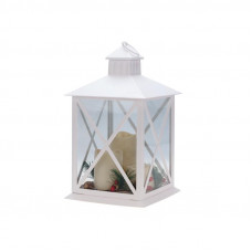 Фонарь декоративный (фигура) с тремя свечами, белый корпус, 24х24х40 см, теплый белый NEON-NIGHT