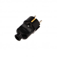 Вилка Евро прямая с з/к 16А усиленная черная REXANT