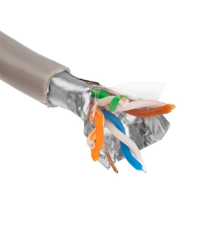 Кабель витая пара F/UTP, CAT 5е, PVC, 4PR, 24AWG, INDOOR, SOLID, серый, 100м PROconnect