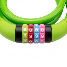 Замок тросовый кодовый взломостойкий для велосипедов и колясок 100см зеленый ЧЕТЫРЕ СЕЗОНА