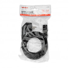 Шнур сетевой, вилка угловая СЕЕ 7/7(Schuko) - разъем IEC 320 C13, кабель 3x1,5 мм², длина 1,5 метра, черный (PVC пакет) REXANT