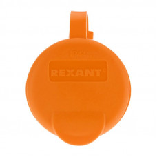 Розетка влагозащищенная переносная с крышкой 1 гнездо, с/з, 16А, IP54, каучук, оранжевая REXANT