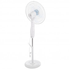 Вентилятор напольный белый/синий 60 Вт, 5 лопастей, подставка круглая, д/у управление