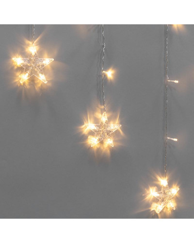 Гирлянда Арка со звездами 2,5х1,2м, 136LED ТЕПЛЫЙ БЕЛЫЙ, прозрачный ПВХ, IP20, свечение с динамикой, 230В, не соединяется, с контроллером 8 режимов