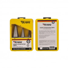 Набор ступенчатых сверл, 4-12,4-20,4-32мм, HSS-TiN, ТИТАН, 3 шт. KRANZ