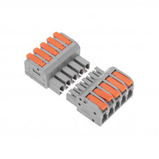 Клемма СМК 222-425R проходная разъемная 5 полюсов серая 0,2-2,5/4мм² (20 шт/уп) REXANT