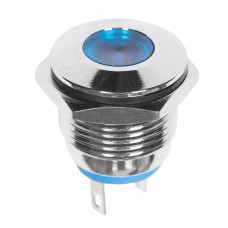 Индикатор металл Ø16 12В подсв/синяя LED (GQ16F-D)  REXANT