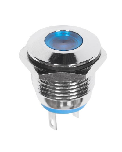 Индикатор металл Ø16 12В подсв/синяя LED (GQ16F-D)  REXANT