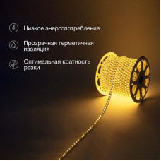 Лента светодиодная 220В, SMD5730, 38Вт/м, 120 LED/м, Теплый белый, 6,5х17мм, 100м, без установочного набора, IP67 NEON-NIGHT