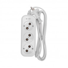 Удлинитель 3 гнезда, 3м, 2х0,75мм², б/з, белый PROconnect