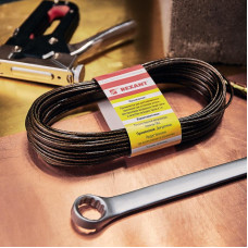 Трос стальной в ПВХ оплетке d=2,5мм, черный (моток 20м) REXANT