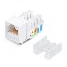 Модуль Keystone Jack RJ-45(8P8C), UTP неэкранированный, CAT 5e, тип 90 градусов, белый REXANT PRO