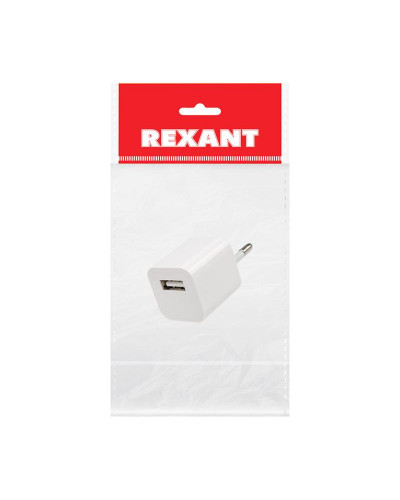 Сетевое зарядное устройство «Квадрат» USB (СЗУ) (1000 mA) белое REXANT