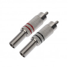 Разъем штекер RCA металл пайка черный/красный PROconnect