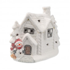 Керамическая фигурка Домик со снеговиком 26,2х9,5х23,3 см