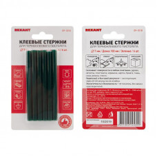 Стержни клеевые Ø7мм, 100мм, зеленые (6 шт/уп), блистер REXANT