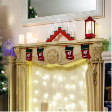 Новогодняя горка 7 свечек, цвет корпуса: Красный, цвет свечения: ТЕПЛЫЙ БЕЛЫЙ