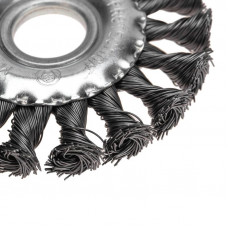 Щетка дисковая для УШМ, крученая стальная проволока, 100мм, отв. 22,23мм KRANZ