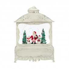 Декоративный фонарь с эффектом снегопада и подсветкой Рождественский лес, белый