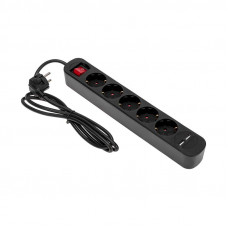 Удлинитель STANDARD 5 гнезд, 1,5м, 3х1,0мм², с/з, с выключателем, 2 USB, черный REXANT