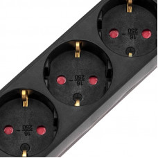 Удлинитель STANDARD 5 гнезд, 3м, 3х1,0мм², с/з, с выключателем, черный REXANT