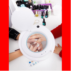 Лупа на струбцине круглая 3D с подсветкой 60 SMD LED, сенсорный регулятор яркости, ø127мм, белая REXANT