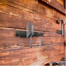 Держатель-органайзер для хранения садового инвентаря, на пять предметов, настенный, черный REXANT