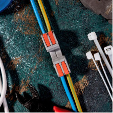 Клемма СМК 222-422R проходная разъемная 2 полюса серая 0,2-2,5/4мм² (50 шт/уп) REXANT